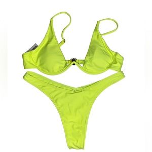 Neon Green Cheeky Thong Bikini
